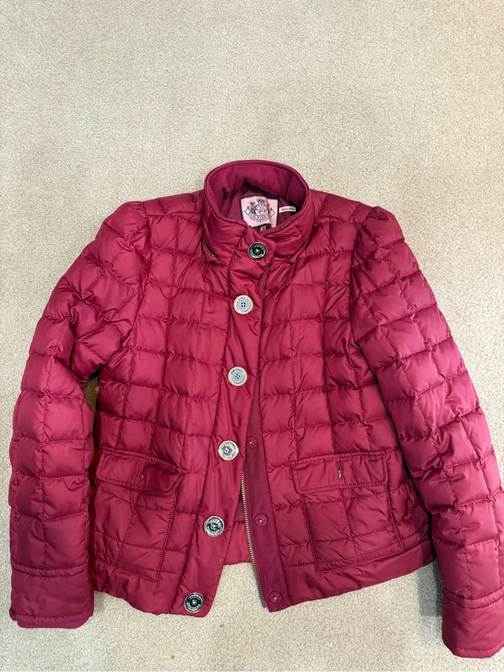 Juicy Couture Quilted Puffer Jacket in Berry